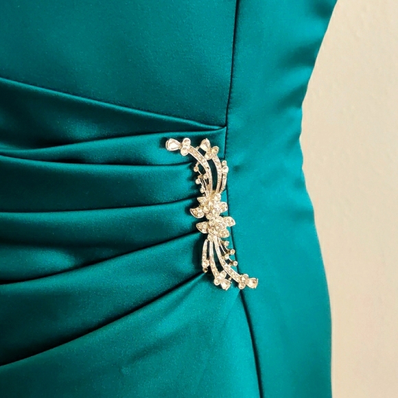 David's Bridal Satin Strapless Gown - Picture 3 of 8